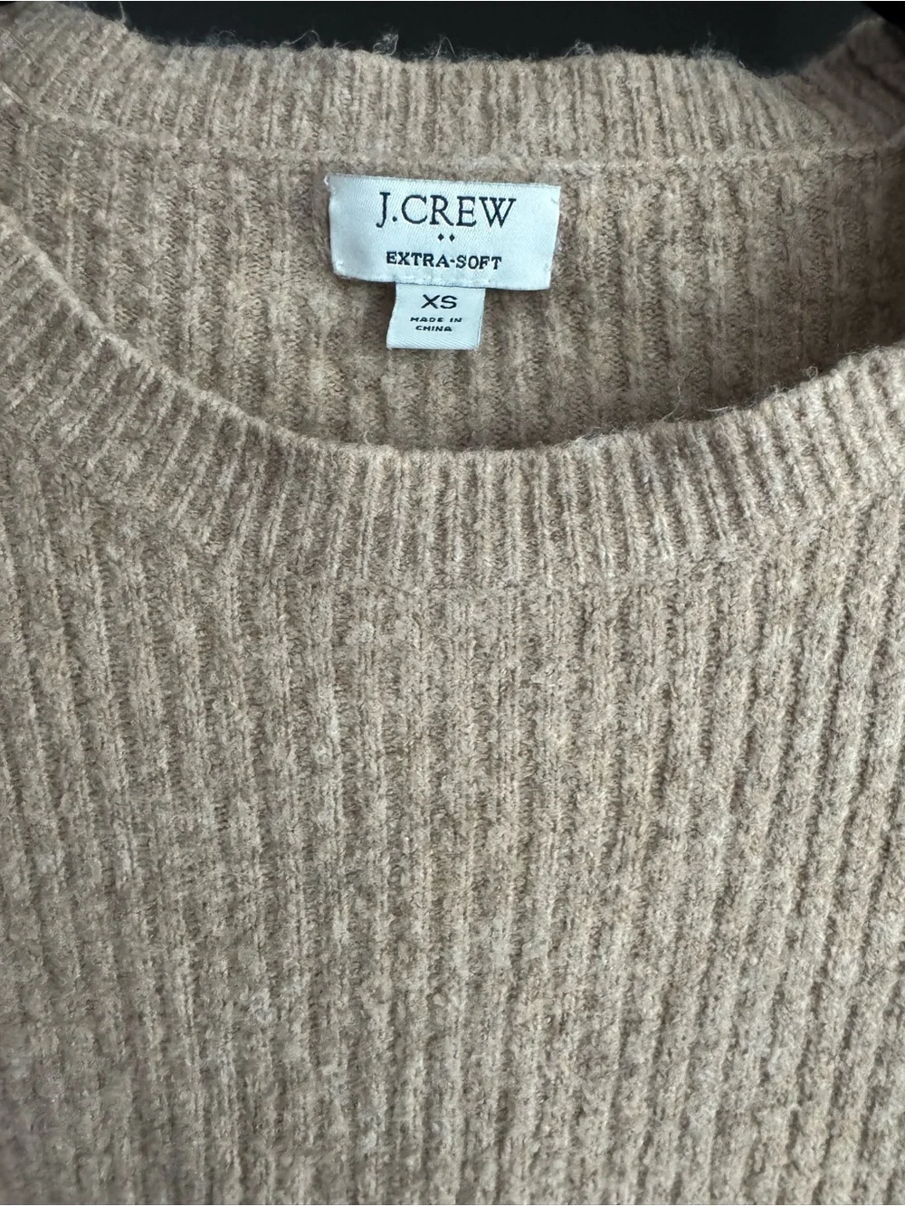 J. Crew Extra Soft Wool Blend Women's Crewneck Ribbed Sweater Tan XS